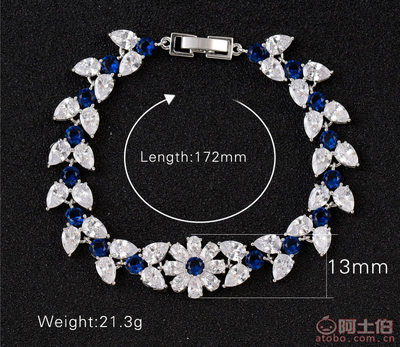 寶莉雅花卉鋯石手鏈 水滴白金電鍍手鐲，優雅禮贈選擇